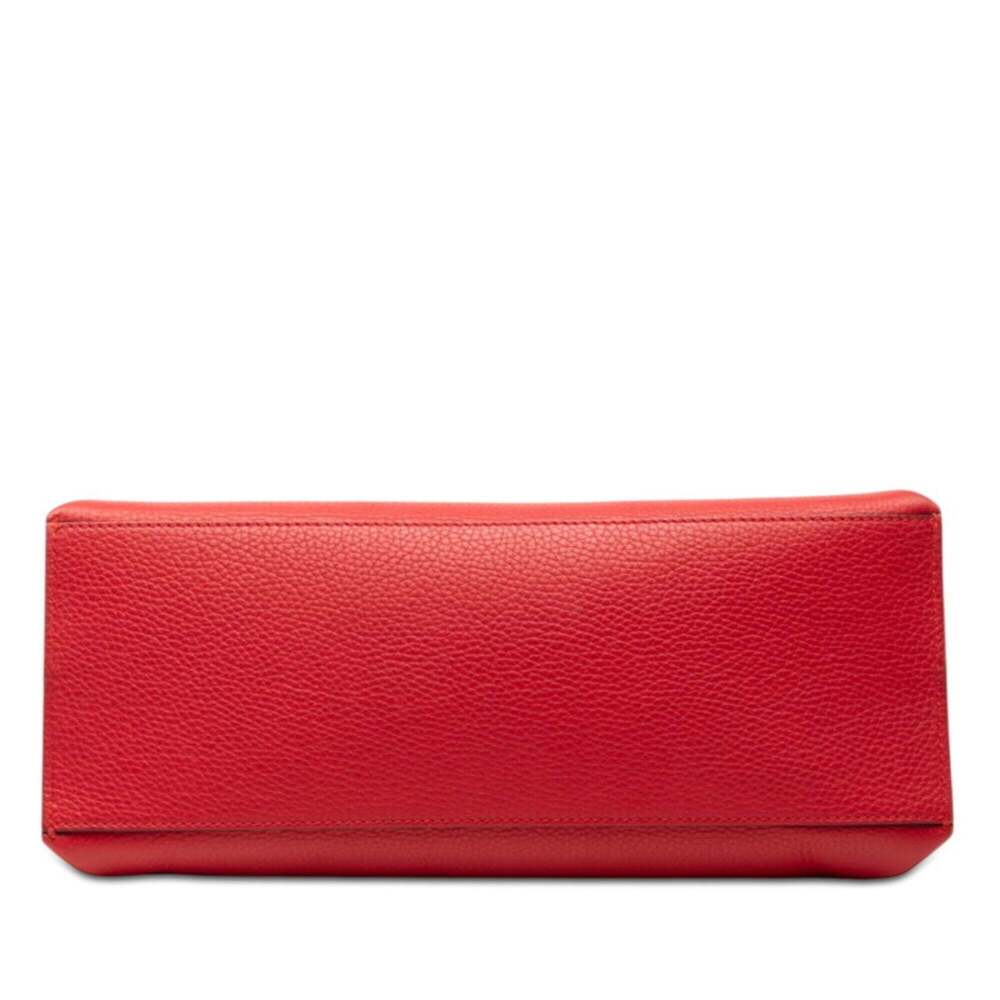 GUCCI Red Leather Bamboo Shoulder Bag - Picture 3 of 5